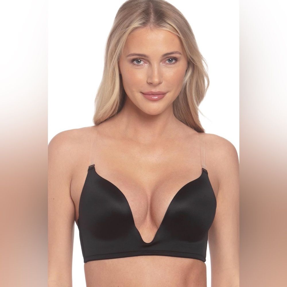 Dominique Women's Uma U Plunge Convertible Bra Black 42DD/E NWT